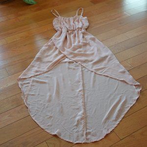 Pink Flowy Summer Layered Shear Overlay Princess Cinderella Dress Size Small